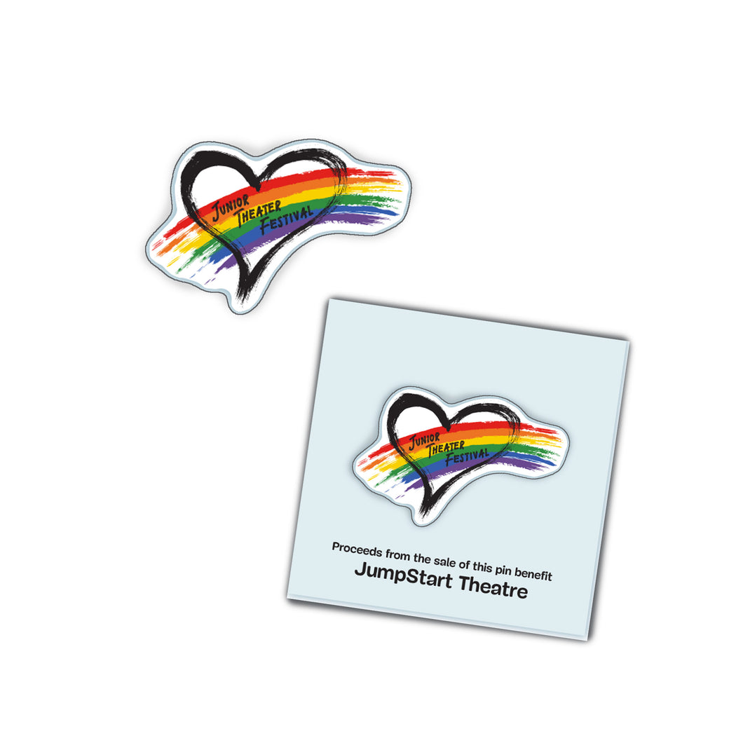 JTF Rainbow Heart Pin (Proceeds benefit JumpStart Theatre)